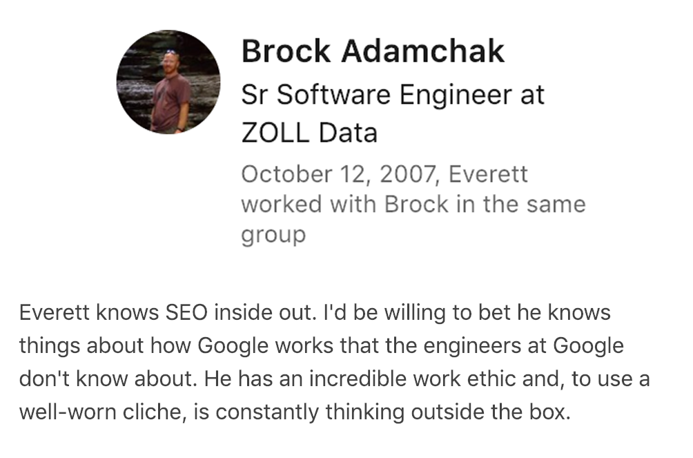 Brock's SEO Recommendation for Everett Sizemore