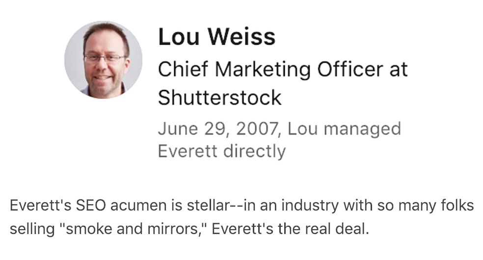 Lou Weiss's SEO Recommendation for Everett Sizemore